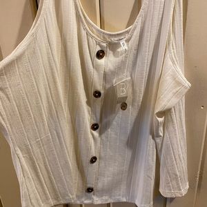 NWT Off-White Ribbed Tank w/ Buttons